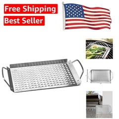 11×7 Compact Stainless Steel Grill Topper for Safe Grilling of Delicate Foods