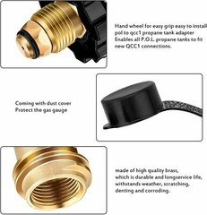 Propane Gas Tank Brass Adapter Gauge Grill BBQ w/Indicator Pressure Gage US