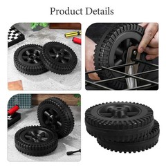 3Pcs Grill Wheels Replacement Kit Hdpe Black Plastic for Outdoor Bbq