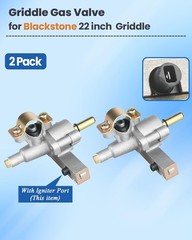 2-Pack Griddle Burner Control Valve For 1.26 cubic inches, Silver/gold