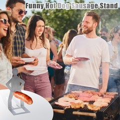 Clapery 4 PCS Funny BBQ Stand Man Hot Dog Holder, Creative 4 Pcs, silvery