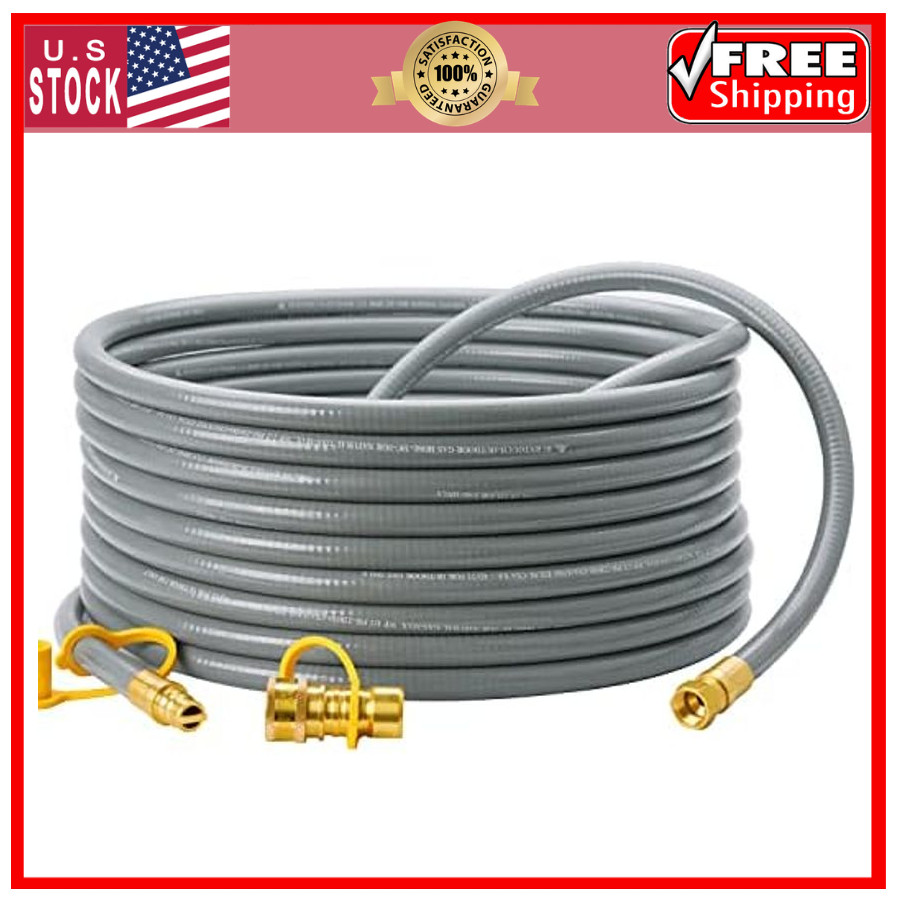 40 Feet 3/8 inch ID Natural Gas Grill Hose with Quick Connect Fittings, Natur…