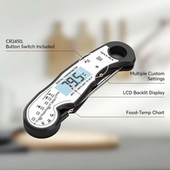Digital Instant Read Meat Thermometer for Grilling and Black/White