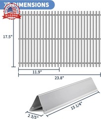 Stainless steel 2 Packs Grill Grates with 5 Packs Flavorizer Bars for Weber Spir