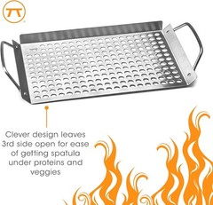 Easy-Clean 11″ x 7″ Stainless Steel Grill Tray with Handles for Outdoor Use