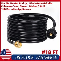 18FT Propane Adapter Hose 1LB to 5-20LB Tank for Heater Grill Stove QCC1