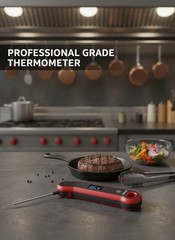 0.5 Sec Instant Read Meat Thermometer Digital with Auto Rotate Red & Black