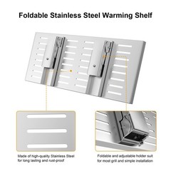 Universal Grill Foldable Warming Rack/Shelf for Blackstone 1 Pack, Silver