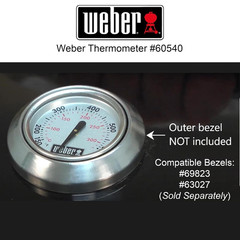 Weber 60540 Charcoal, Spirit, Q Grill Replacement Thermometer, 1-13/16″ Diameter