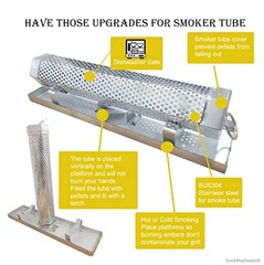 Pellet Smoker Tube 12 Inch Stainless Steel Tray Cover Cap 5 Hours Smoke For