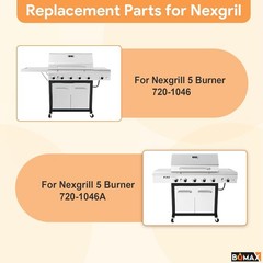 Complete Grilling Upgrade: 2 Cast Iron Grates & 5 Burners for Nexgrill 720-1046