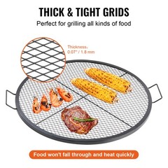 VEVOR 36 Inch Round Cooking Grate Fire Pit Grill Grate X-Marks Heavy-Duty Steel