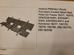 Votenli P9503A, 1pk, Porcelain Steel Heat Plate for Fiesta 16217, 16219, Kenmore