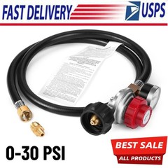 Adjustable Propane Regulator 4FT Hose & PSI Gauge 0-30PSI for QCC1 Propane Tank