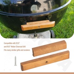 2-Pack Wood Grill Handle Replacement for Weber 22.5″ 18.5″ Charcoal Grill Smoker