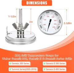 67088 67731 Accurate Grill Thermometer for Weber Genesis 300, Genesis II & Summi