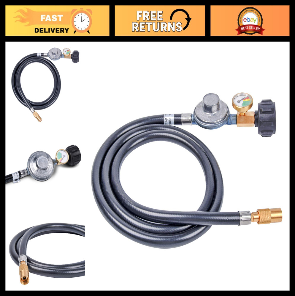 5FT Propane Regulator & Hose, Griddle Regulator with Gauge for 17”/22” Griddles