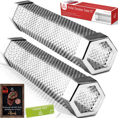 Pellet Smoker Tube 12″ (Set of 2) for Hot or Cold Smoking, Fits Any Grill