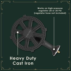 Banjo Burner Head 10″ Diameter High Pressure 200,000 BTU – Heavy Duty Cast Iron