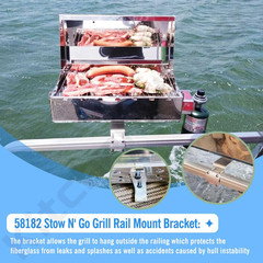 58182 Stow N’ Go Grill Rail Mount Bracket for Any Kuuma Stow N’ Go BBQ Grill, Fi