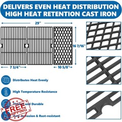 SafBbcue Grill Grates Heat Plates for Dyna-Glo 5 Burner Black 29″L