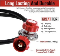 4 ft High Pressure 0-20 PSI Adjustable Regulator with Red QCC-1 Type Hose