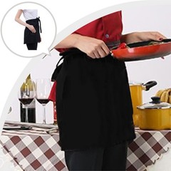 Practical Black Chef Apron with Adjustable Ties for Restaurant and Home Use
