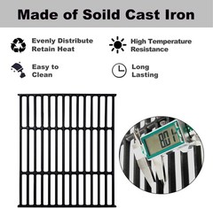 Cast Iron Grill Grates Replacement 15 x 12.75 inch Heavy Duty Cooking Grid 2 Pk