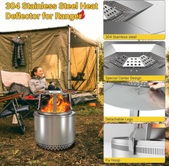 Upgraded Heat Deflector for Solo Stove Ranger 15’’, 304 Stainless Steel Heat …
