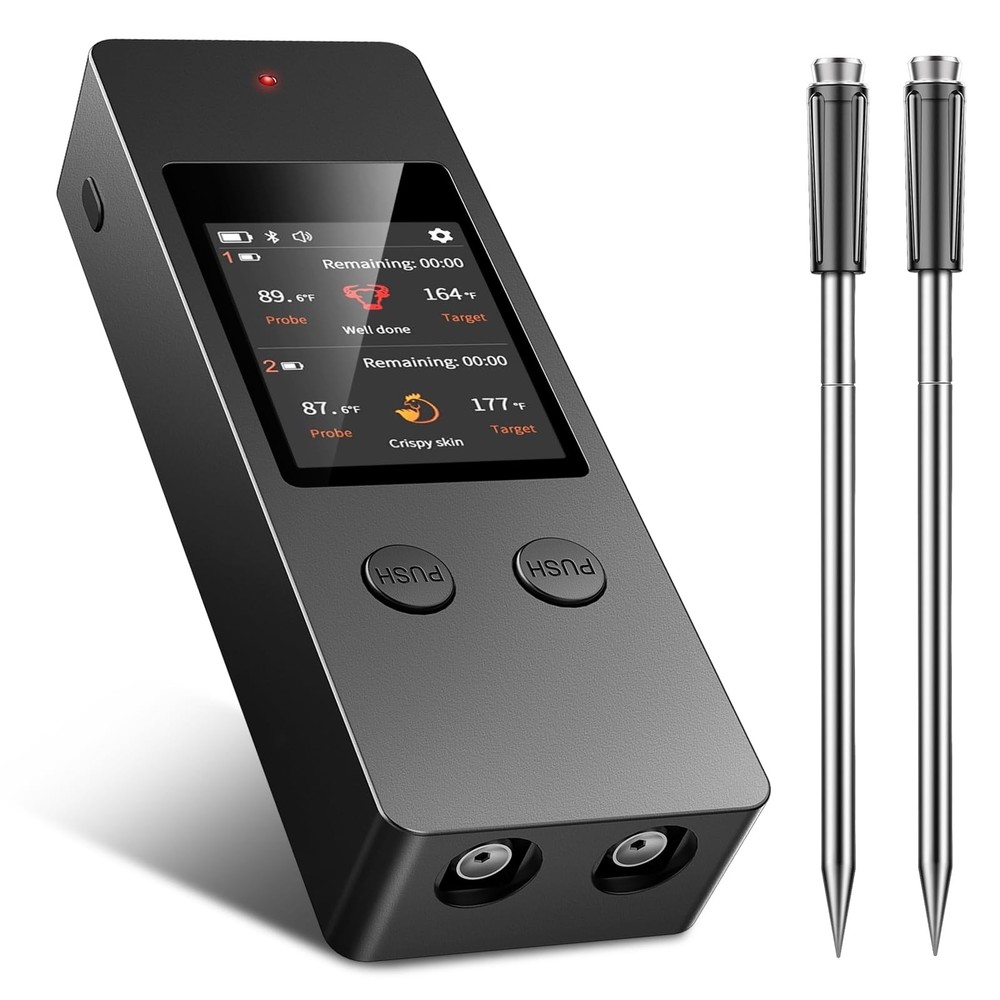 Bluetooth Wireless Meat Thermometer, Smart Digital Cooking Silver And Black