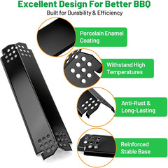 14.6″ L Grill Heat Plates 4 Pack, Porcelain Steel Gas BBQ Grill Burner Covers, H