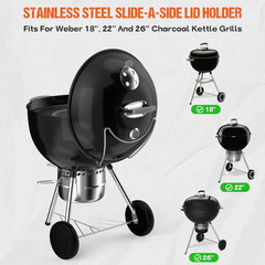 Grill Lid Holder, Stainless Steel Slide a Side Lid Prop for All Weber 18”/22”/26