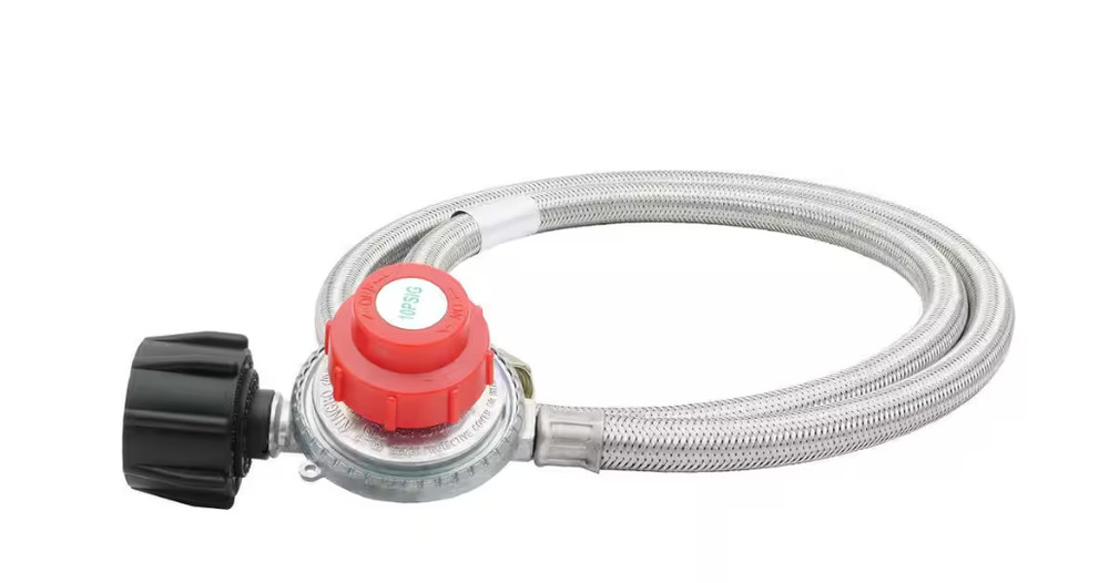 NEW 10 PSI Adjustable High Pressure LP Gas Regulator w/ 4FT Steel Braided Hose