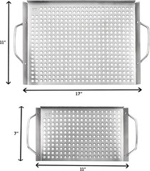 Stainless Steel Grill Topper Set – 11″x7″ & 11″x17″