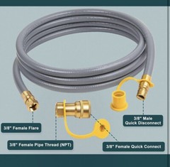 3/8 inch ID Natural Gas Hose 12FT For BBQ Grill, Patio Heater And More