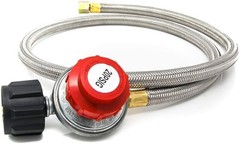 Gasone 4ft Propane Regulator & Brass Orifice Steel Braided Hose 20 Psi