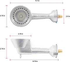 Cast Iron Propane Burner Head with Brass Fitting Orifice (SH10RH – DIY Burner &