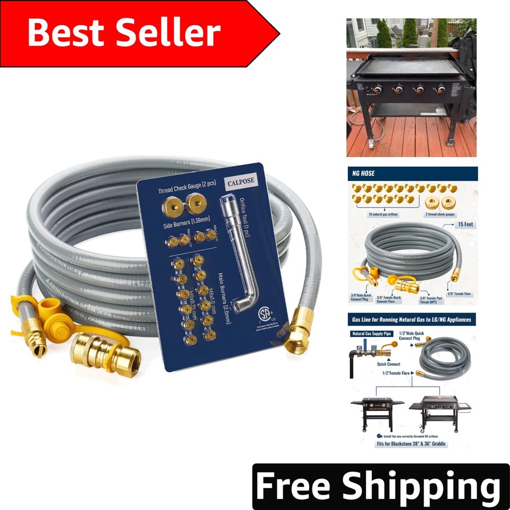 15FT Safe and Easy Natural Gas Conversion Kit for Blackstone 28” & 36” Griddles