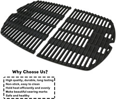 7645 Cast Iron Cooking Grates for Weber Q200 Q220 Q2000 Q2400 Series Gas Grills