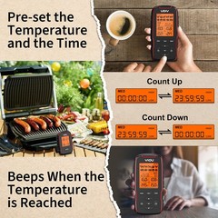 YIOU Wireless Meat Thermometer for Cooking, Digital 4 Probe, Red