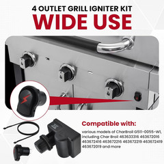 4 Outlet Grill Ignitor Kit, Push Button Ignition Spark Generator Replacement and