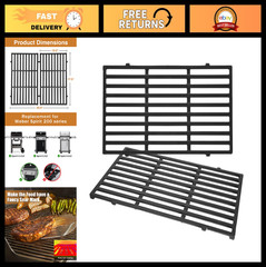 Replacement Grill Grates for Spirit I & II 200 Series, Cast Iron, 2-Pack, 17.5″x