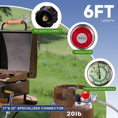 TOHONGADON 6 FT Propane Adapter Hose with 0-30 PSI 6ft Qcc1, Black