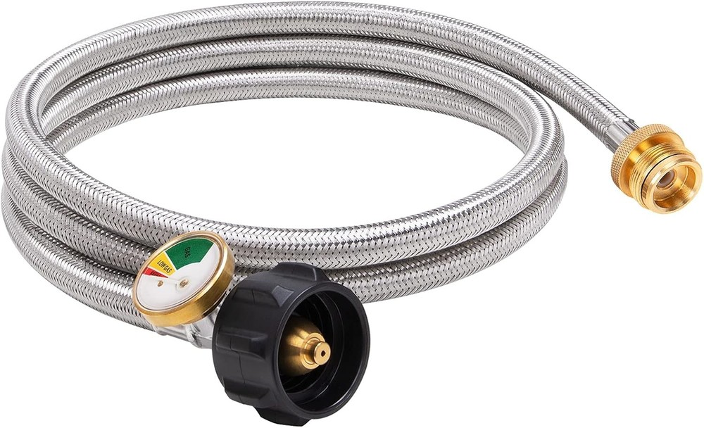 SHINESTAR 6ft Braided Propane Hose Adapter with Gauge 1lb to 20lb Tank
