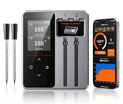 Wireless Bluetooth Meat Thermometer – 2 Probes & App 2 Probes, Black/Gray