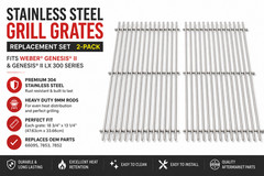 Stainless Steel Cooking Grates 2-Pack for Weber Genesis II LX E-340/S-340 66095