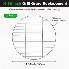 2 Pack Grill Grate Replacement, Steel Grill Grates for BBQ Parts [14.96 Inch]