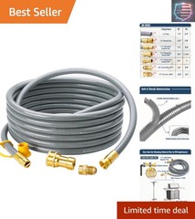 25 Feet 1/2 inch ID Natural Gas Grill Hose with Quick Connect Fittings, Natur…