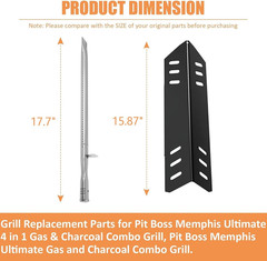 17.7″ Grill Burners Tube Replacement for Pit Boss Memphis Ultimate 4 In 1 Combo