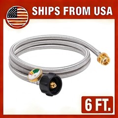 6FT Propane Adapter Hose with Gauge for Blackstone Grill 1lb to 5-20lb Tank